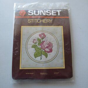 Satin Roses Sunset Stitchery Vintage Kit #2315, 1983
